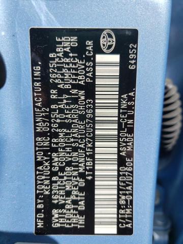 صورة رقم 10 من المزاد - 2012 TOYOTA CAMRY BASE مع VIN 4T1BF1FK7CU579633