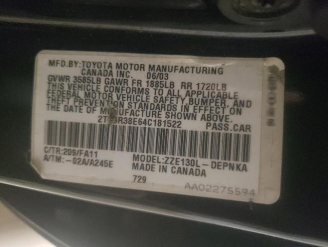 Photo 10 from auction – 2004 TOYOTA COROLLA with VIN 2T1BR38E64C181522