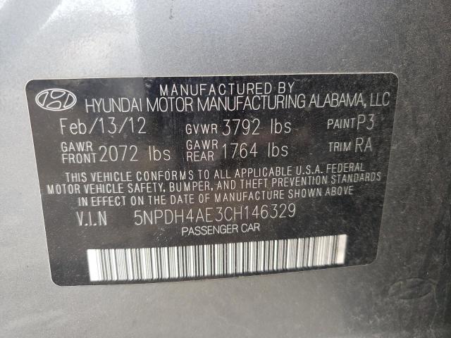 Photo 10 from auction – 2012 HYUNDAI ELANTRA GL with VIN 5NPDH4AE3CH146329