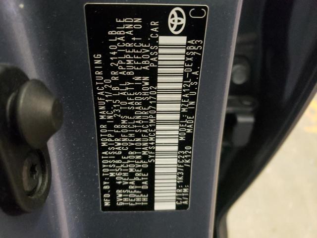Photo 10 from auction – 2021 TOYOTA COROLLA SE with VIN 5YFS4MCE1MP071702
