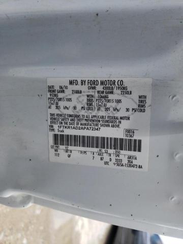 Photo 10 from auction – 2010 FORD RANGER with VIN 1FTKR1AD2APA72347