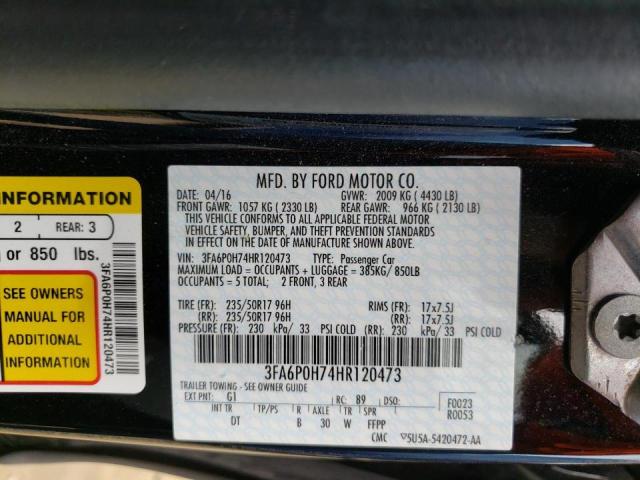 Photo 10 from auction – 2017 FORD FUSION SE with VIN 3FA6P0H74HR120473