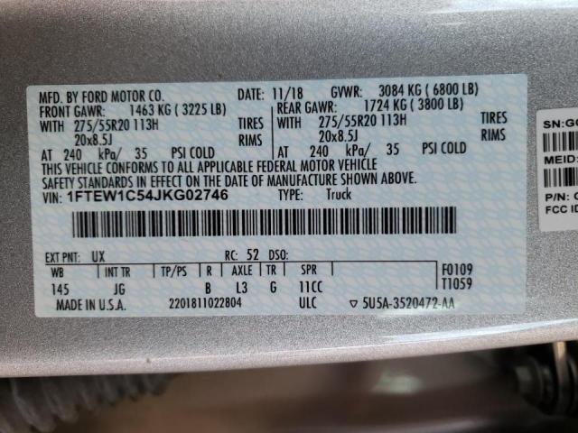 Photo 10 from auction – 2018 FORD F150 SUPER with VIN 1FTEW1C54JKG02746