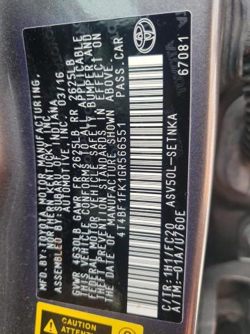 Photo 10 from auction – 2016 TOYOTA CAMRY LE with VIN 4T4BF1FK1GR566551