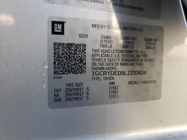 Photo 10 from auction – 2020 CHEVROLET SILVERADO with VIN 1GCRYDED5LZ233634