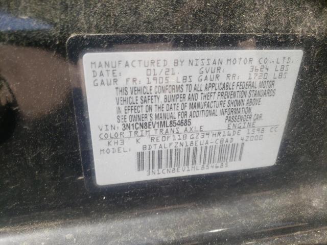 Photo 10 from auction – 2021 NISSAN VERSA SV with VIN 3N1CN8EV1ML854685