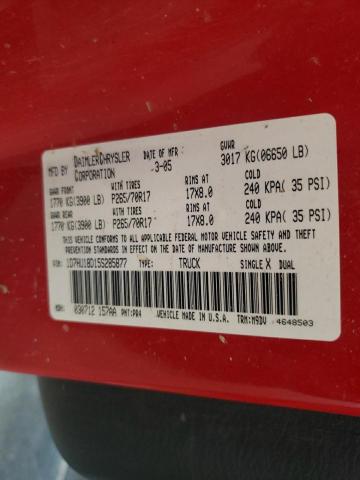 Zdjęcie 10 z aukcji – 2005 DODGE RAM 1500 S z VIN 1D7HU18D15S285877