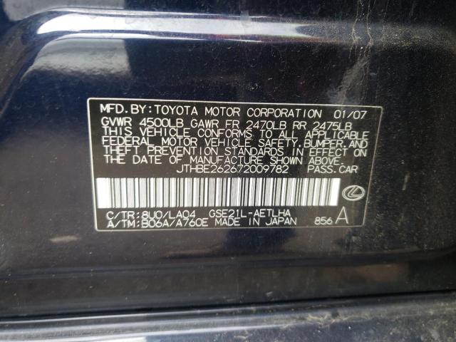 Photo 10 from auction – 2007 LEXUS IS 350 with VIN JTHBE262672009782