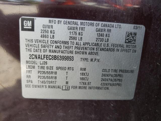 Photo 10 from auction – 2011 CHEVROLET EQUINOX LT with VIN 2CNALFEC8B6399893