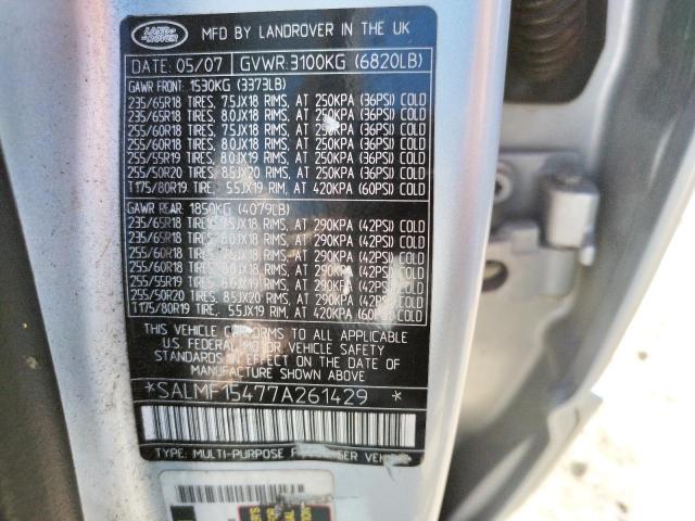 Photo 10 from auction – 2007 LAND ROVER RANGE ROVE with VIN SALMF15477A261429