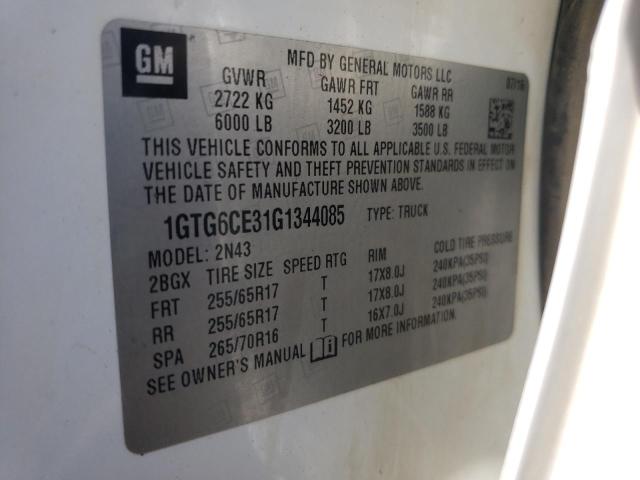 Photo 10 from auction – 2016 GMC CANYON SLE with VIN 1GTG6CE31G1344085
