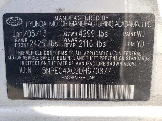 Photo 10 from auction – 2013 HYUNDAI SONATA SE with VIN 5NPEC4AC9DH670877