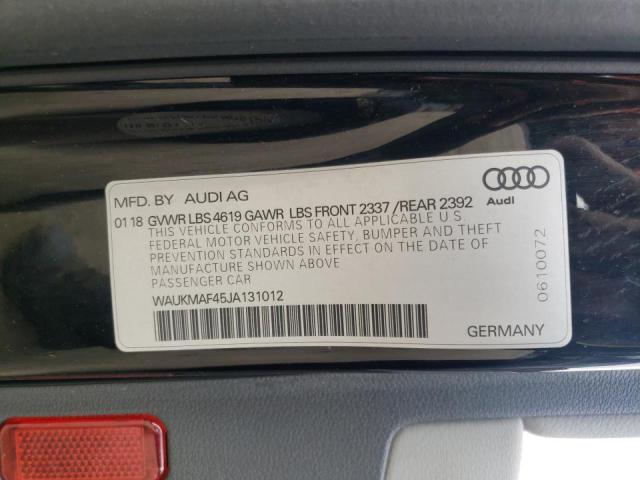 Photo 10 from auction – 2018 AUDI A4 PREMIUM with VIN WAUKMAF45JA131012