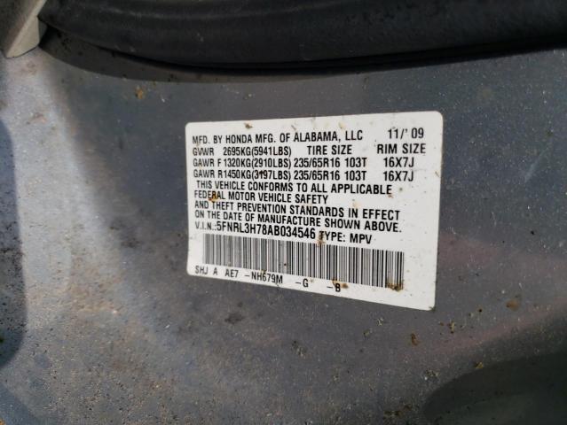 Photo 10 from auction – 2010 HONDA ODYSSEY EX with VIN 5FNRL3H78AB034546