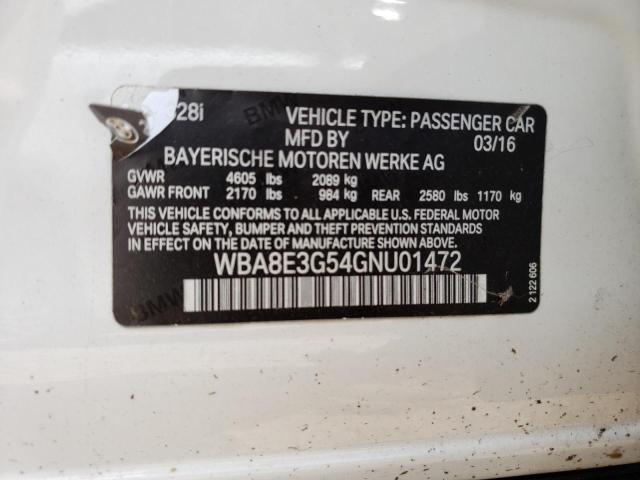 Photo 10 from auction – 2016 BMW 328 XI SUL with VIN WBA8E3G54GNU01472