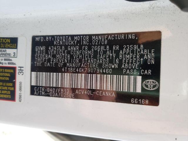 Photo 10 from auction – 2009 TOYOTA CAMRY BASE with VIN 4T1BE46K79U794460