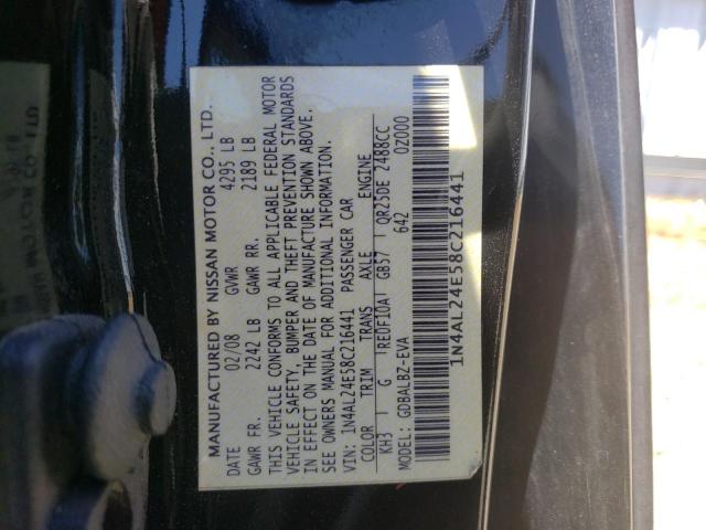 Photo 10 from auction – 2008 NISSAN ALTIMA 2.5 with VIN 1N4AL24E58C216441