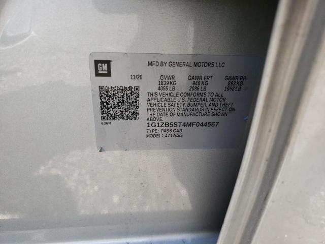 Photo 10 from auction – 2021 CHEVROLET MALIBU LS with VIN 1G1ZB5ST4MF044567
