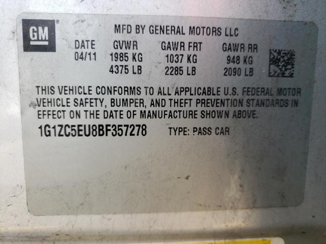 Photo 10 from auction – 2011 CHEVROLET MALIBU 1LT with VIN 1G1ZC5EU8BF357278