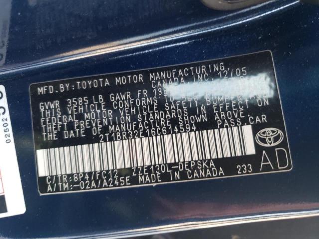 Photo 10 from auction – 2006 TOYOTA COROLLA CE with VIN 2T1BR32E16C614594