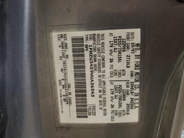 Photo 10 from auction – 1998 FORD EXPLORER with VIN 1FMZU34E9WUA36043