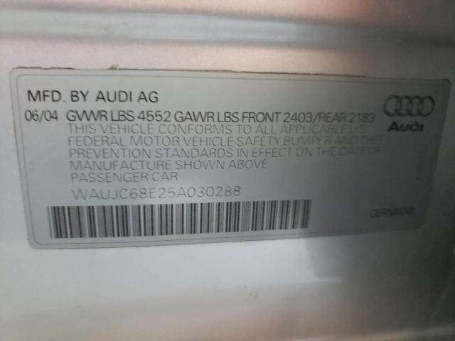 Photo 10 from auction – 2005 AUDI A4 1.8T with VIN WAUJC68E25A030288