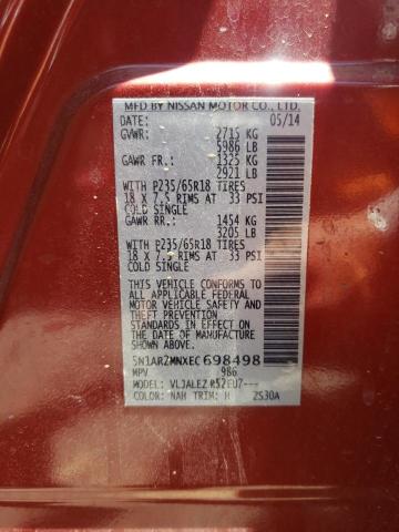 Photo 10 from auction – 2014 NISSAN PATHFINDER with VIN 5N1AR2MNXEC698498