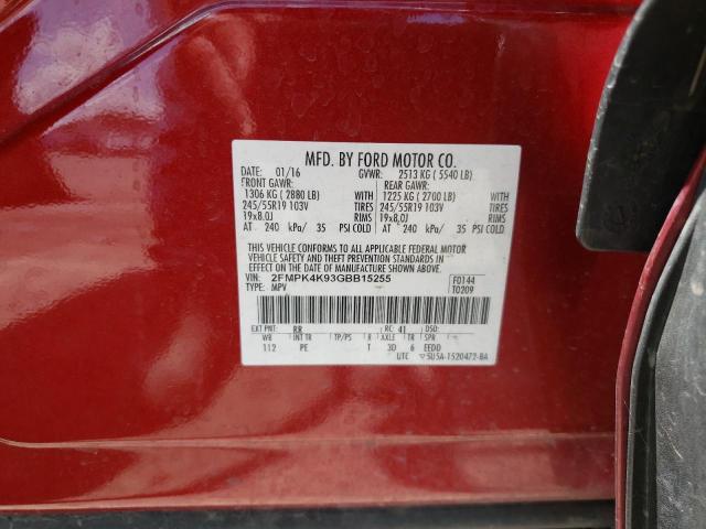 Фото 10 с аукциона – 2016 FORD EDGE TITAN с VIN 2FMPK4K93GBB15255