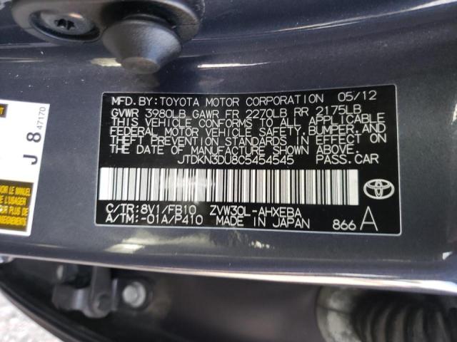 Photo 10 from auction – 2012 TOYOTA PRIUS with VIN JTDKN3DU8C5454545