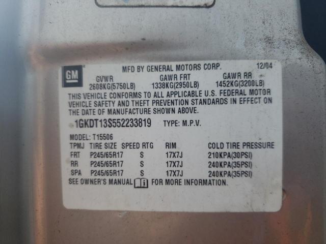 Photo 10 from auction – 2005 GMC ENVOY with VIN 1GKDT13S552233819
