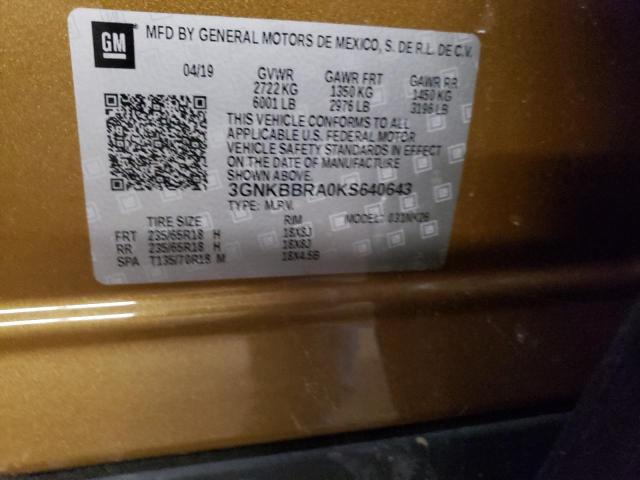 Photo 10 from auction – 2019 CHEVROLET BLAZER 1LT with VIN 3GNKBBRA0KS640643