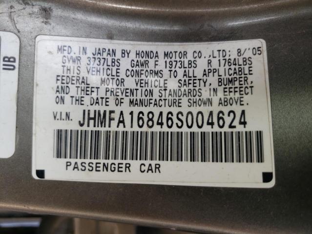 Photo 10 from auction – 2006 HONDA CIVIC EX with VIN JHMFA16846S004624