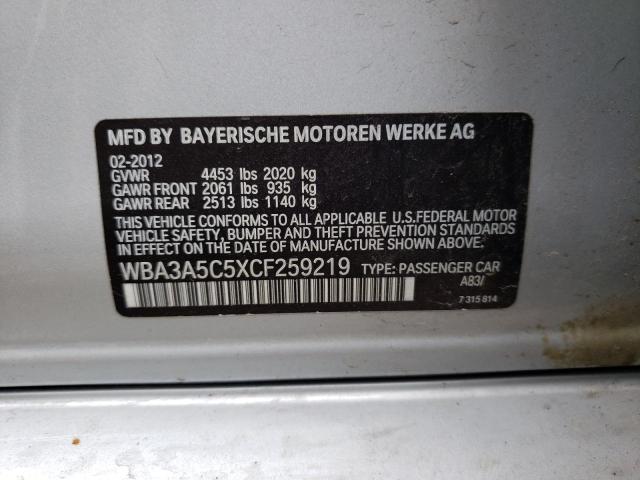 Photo 10 from auction – 2012 BMW 328 I with VIN WBA3A5C5XCF259219