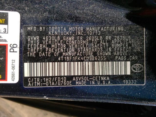 Photo 10 from auction – 2014 TOYOTA CAMRY L with VIN 4T1BF1FK4EU326255