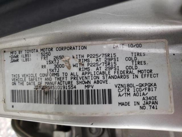 Photo 10 from auction – 2001 TOYOTA 4RUNNER SR with VIN JT3GN86R510191554