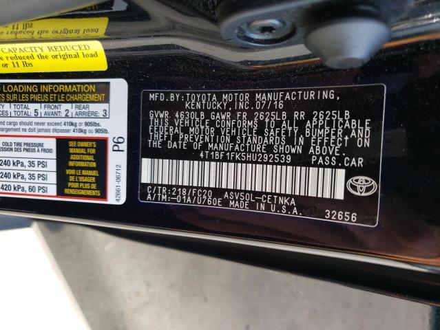 Photo 10 from auction – 2017 TOYOTA CAMRY LE with VIN 4T1BF1FK5HU292539