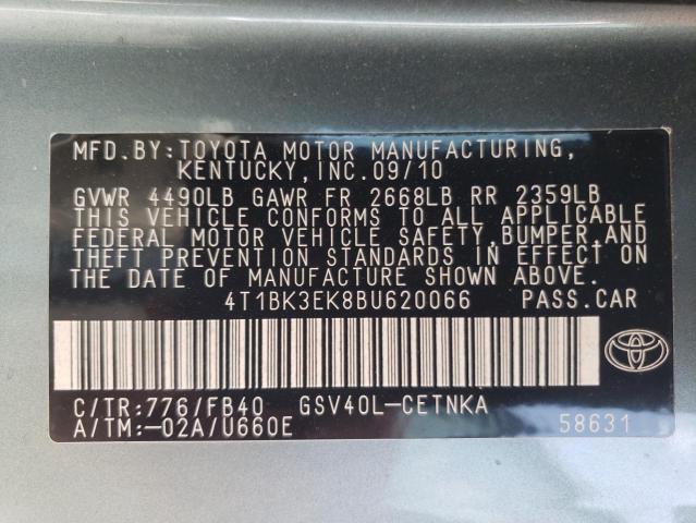 Photo 10 from auction – 2011 TOYOTA CAMRY SE with VIN 4T1BK3EK8BU620066