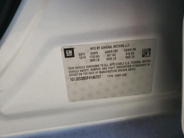 Photo 10 from auction – 2015 CHEVROLET SONIC LTZ with VIN 1G1JE5SB5F4149757