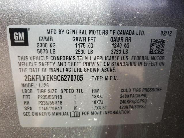 Photo 10 from auction – 2012 GMC TERRAIN SL with VIN 2GKFLXEK9C6270705