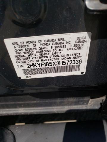 Photo 10 from auction – 2003 HONDA PILOT EXL with VIN 2HKYF185X3H572336
