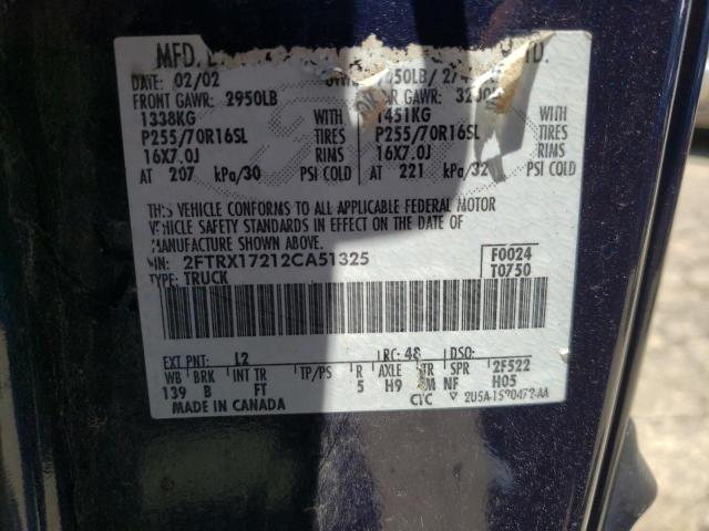 Photo 10 from auction – 2002 FORD F150 with VIN 2FTRX17212CA51325
