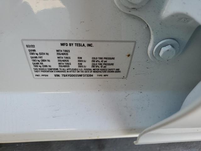 Photo 10 from auction – 2022 TESLA MODEL Y with VIN 7SAYGDEE5NF373394