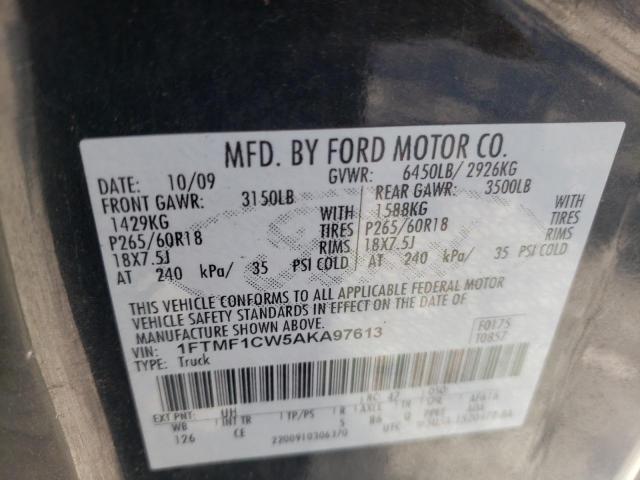 Photo 10 from auction – 2010 FORD F150 with VIN 1FTMF1CW5AKA97613