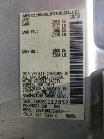 Photo 10 from auction – 2011 NISSAN ALTIMA HYB with VIN 1N4CL2AP2BC112852