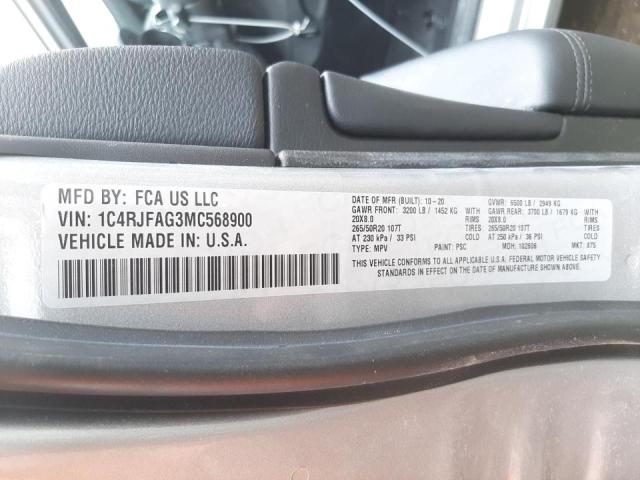 Photo 10 from auction – 2021 JEEP GRAND CHER with VIN 1C4RJFAG3MC568900