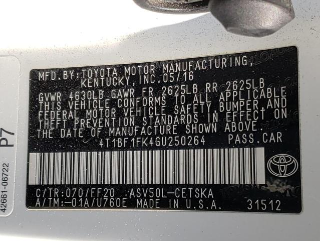 Photo 10 from auction – 2016 TOYOTA CAMRY LE with VIN 4T1BF1FK4GU250264