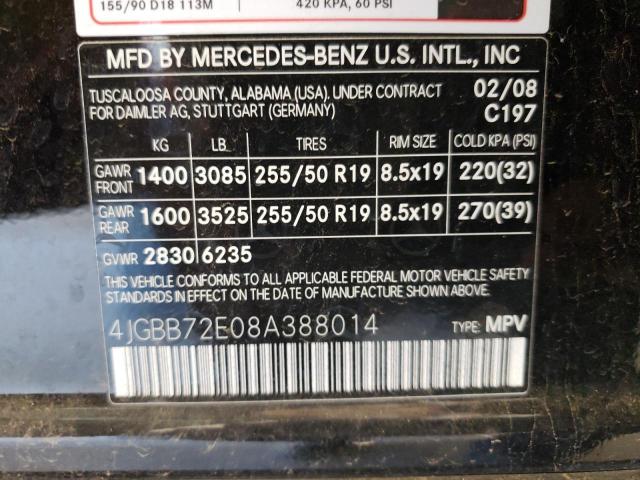 Photo 10 from auction – 2008 MERCEDES-BENZ ML 550 with VIN 4JGBB72E08A388014