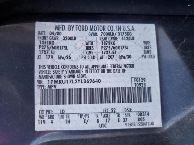 Photo 10 from auction – 2000 FORD EXPEDITION with VIN 1FMRU17L2YLB69640