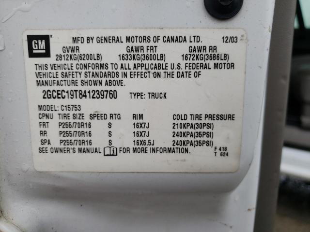 Photo 10 from auction – 2004 CHEVROLET SILVERADO with VIN 2GCEC19T841239760