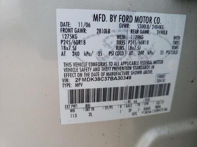 Photo 10 from auction – 2007 FORD EDGE SEL with VIN 2FMDK38C37BA30349